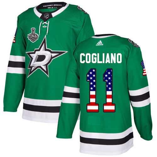 Adidas Men Dallas Stars 11 Andrew Cogliano Green Home Authentic USA Flag 2020 Stanley Cup Final Stitched NHL Jersey
